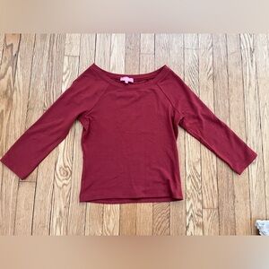 Edikted Boatneck 3/4 Sleeve Top Burgundy Size L